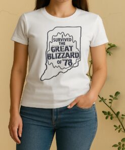 I Survived The Great Blizzard Of 78 Indiana Outline Women Shirt