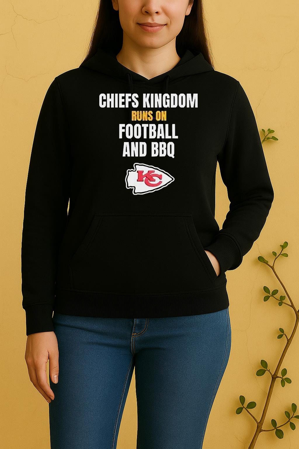 Kansas City Chiefs Kingdom Runs On Football And Bbq Unisex Hoodie
