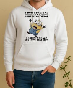 Minion I Dont Pretend To Be Something Im Not I Know Im Crazy And I Own That Shit Unisex Hoodie
