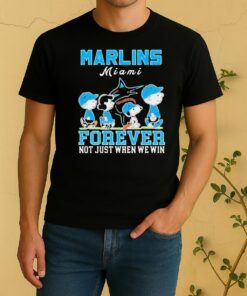 Cute Snoopy And Charlie Brown Miami Marlins Baseball Forever Not Just When We Win Shirt