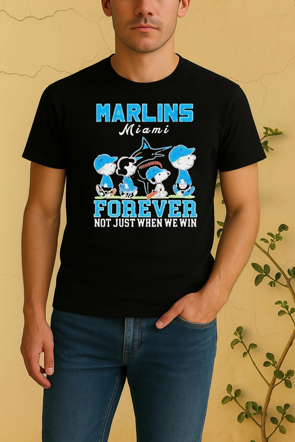 Cute Snoopy And Charlie Brown Miami Marlins Baseball Forever Not Just When We Win Shirt by Bino Shirt – Custom Graphic T-Shirt