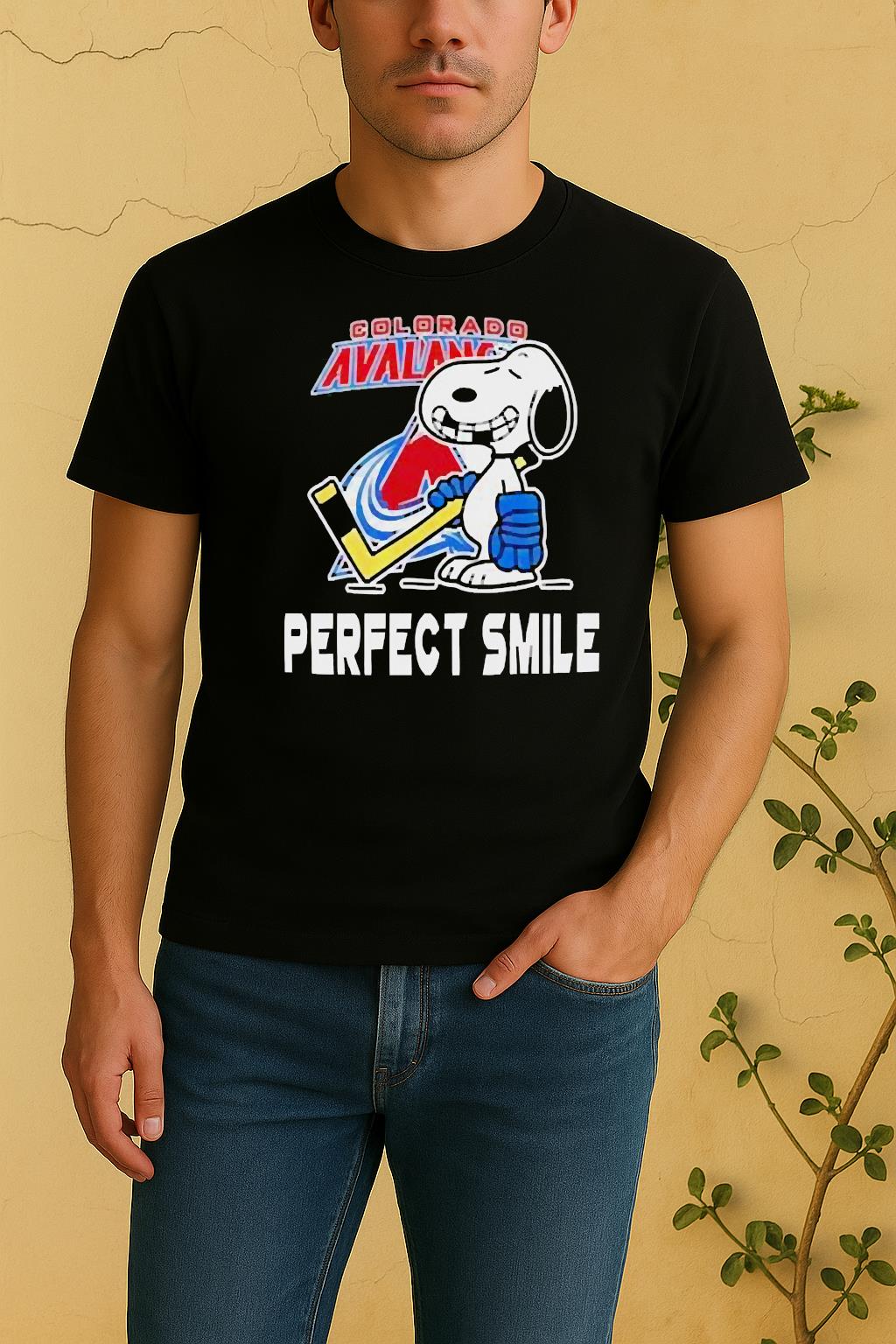 Official Colorado Avalanche Hockey Snoopy Perfect Smile Shirt by Bino Shirt – Custom Graphic T-Shirt