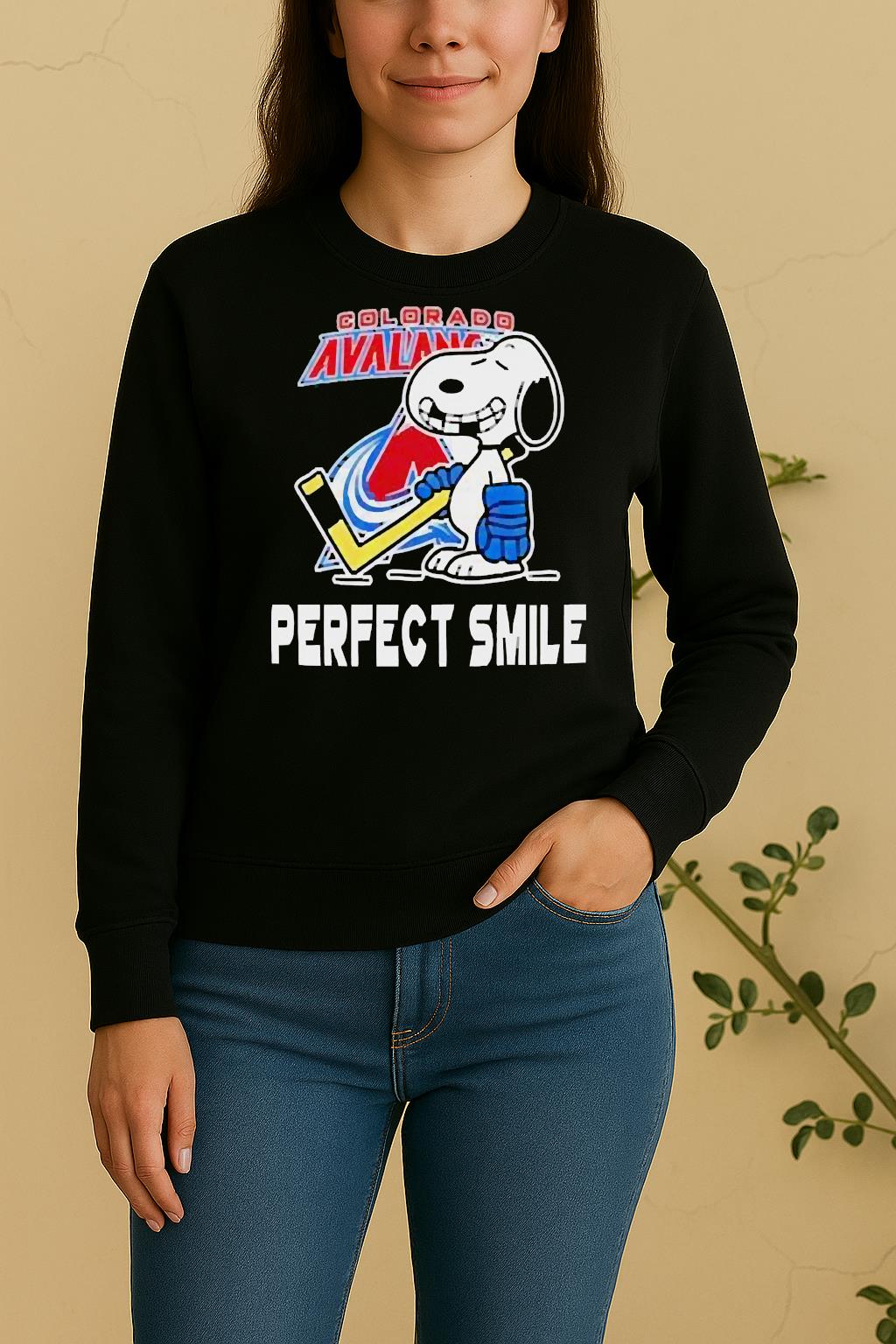 Official Colorado Avalanche Hockey Snoopy Perfect Smile Sweater