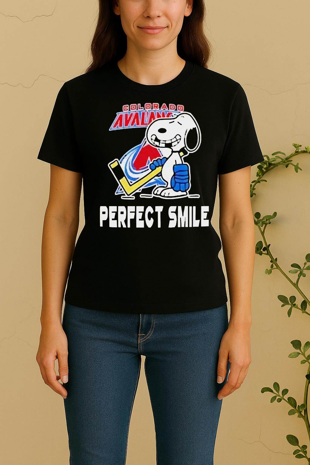 Official Colorado Avalanche Hockey Snoopy Perfect Smile Women Shirt