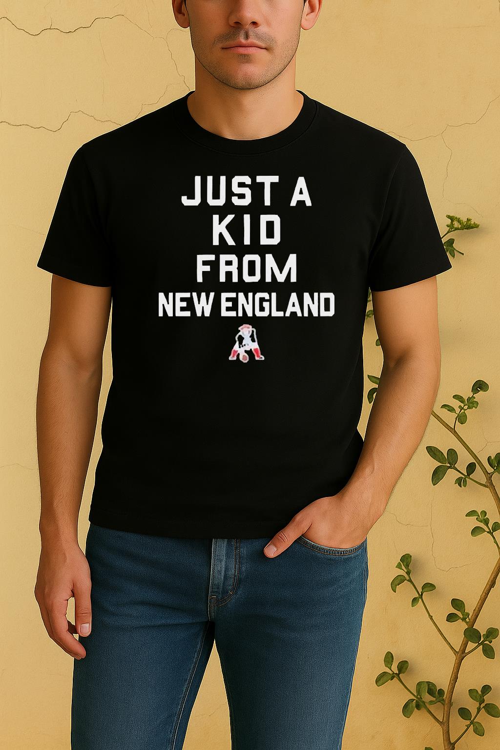 Official New England Patriots Just A Kid From New England Shirt by Bino Shirt – Custom Graphic T-Shirt