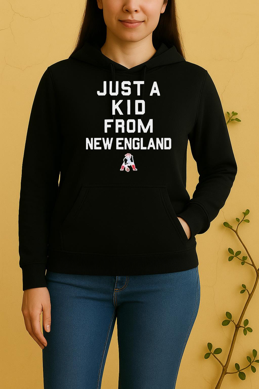 Official New England Patriots Just A Kid From New England Unisex Hoodie