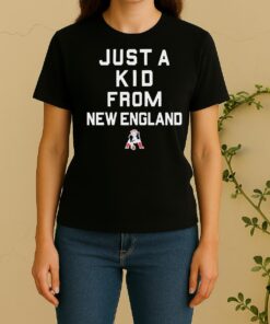 Official New England Patriots Just A Kid From New England Women Shirt