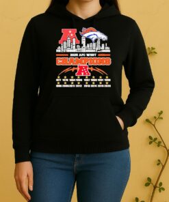 Officials 2025 Afc West Champions Denver Broncos All Names City Skyline Graphic Unisex Hoodie