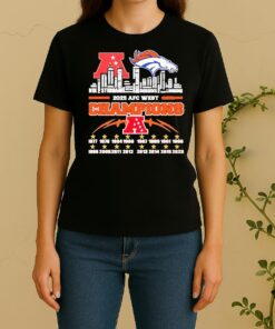 Officials 2025 Afc West Champions Denver Broncos All Names City Skyline Graphic Women Shirt