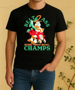Officials 2026 Fiesta Bowl Champions Miami Hurricanes Belt 2 Ass Ole Miss Rebels Mascots Shirt