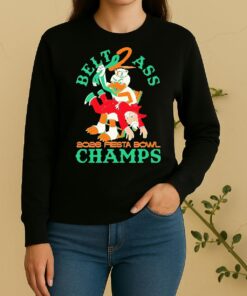 Officials 2026 Fiesta Bowl Champions Miami Hurricanes Belt 2 Ass Ole Miss Rebels Mascots Sweater
