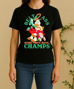 Officials 2026 Fiesta Bowl Champions Miami Hurricanes Belt 2 Ass Ole Miss Rebels Mascots Women Shirt