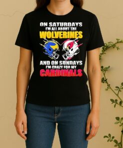 Officials 2026 Saturdays Im All About The Wolverines And On Sundays Im Crazy For My Arizona Cardinals Women Shirt