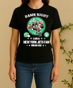 Officials Damn Right I Am A New York Jets Fan Win Or Lose Mascot Women Shirt