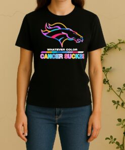 Officials Denver Broncos Football Whatever Color Cancer Sucks Logo Colors Women Shirt