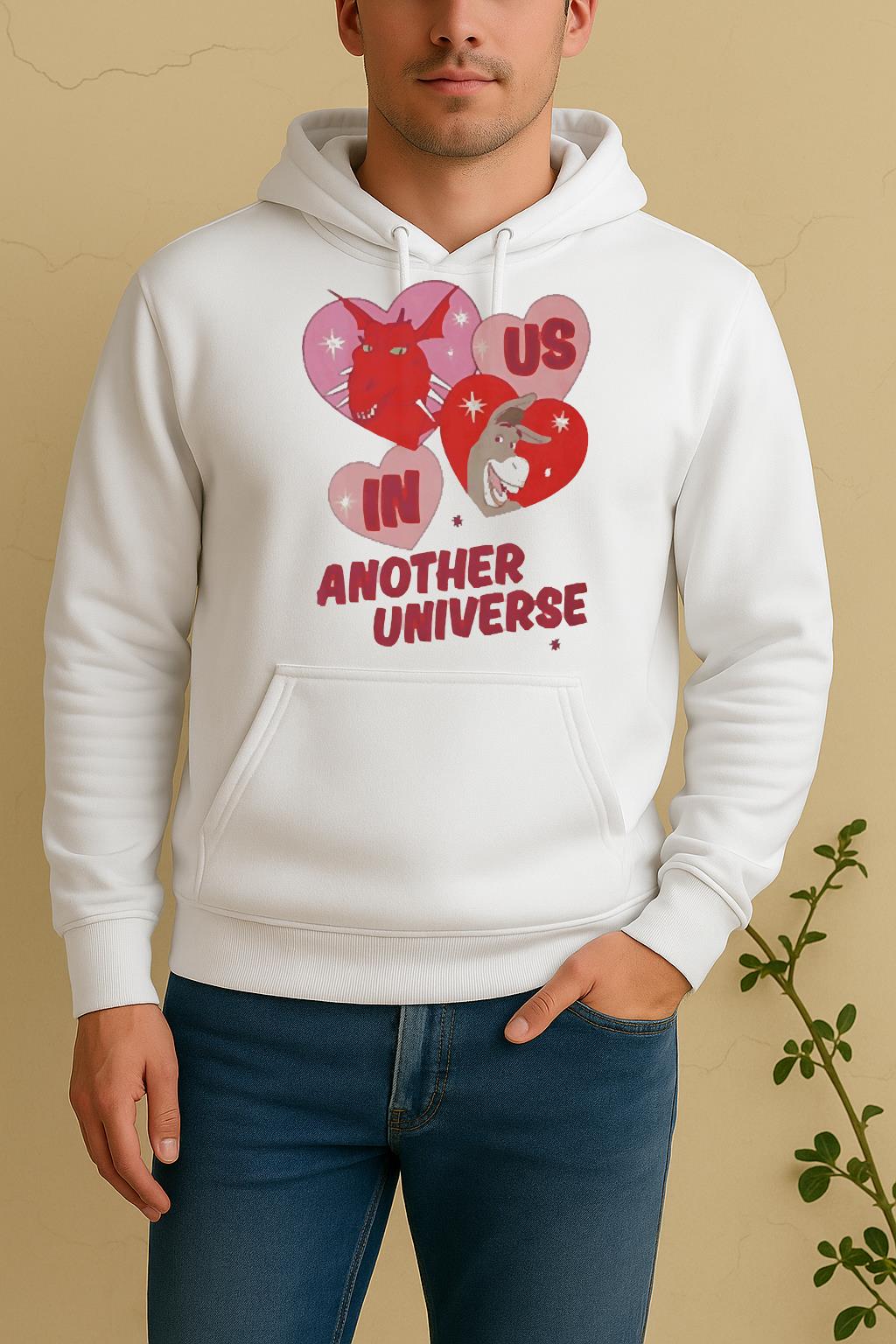 Officials Dragon And Donkey Is In Another Universe Heart Valentines Unisex Hoodie