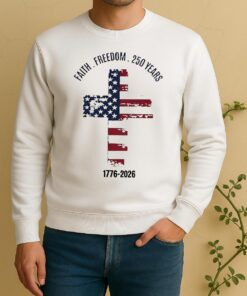 Officials Faith Freedom 250 Years 1776 2026 United States Of America Cross Flag Circle Sweater