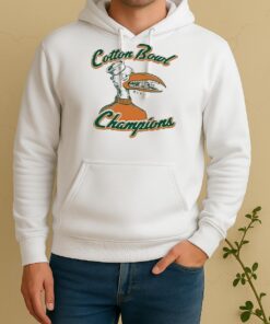 Officials Miami Dolphins 2025 Cotton Bowl Champions Mascot Eating Unisex Hoodie