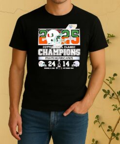 Officials Miami Hurricanes 2025 Cotton Bowl Champions Helmet Score Shirt