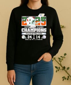 Officials Miami Hurricanes 2025 Cotton Bowl Champions Helmet Score Sweater