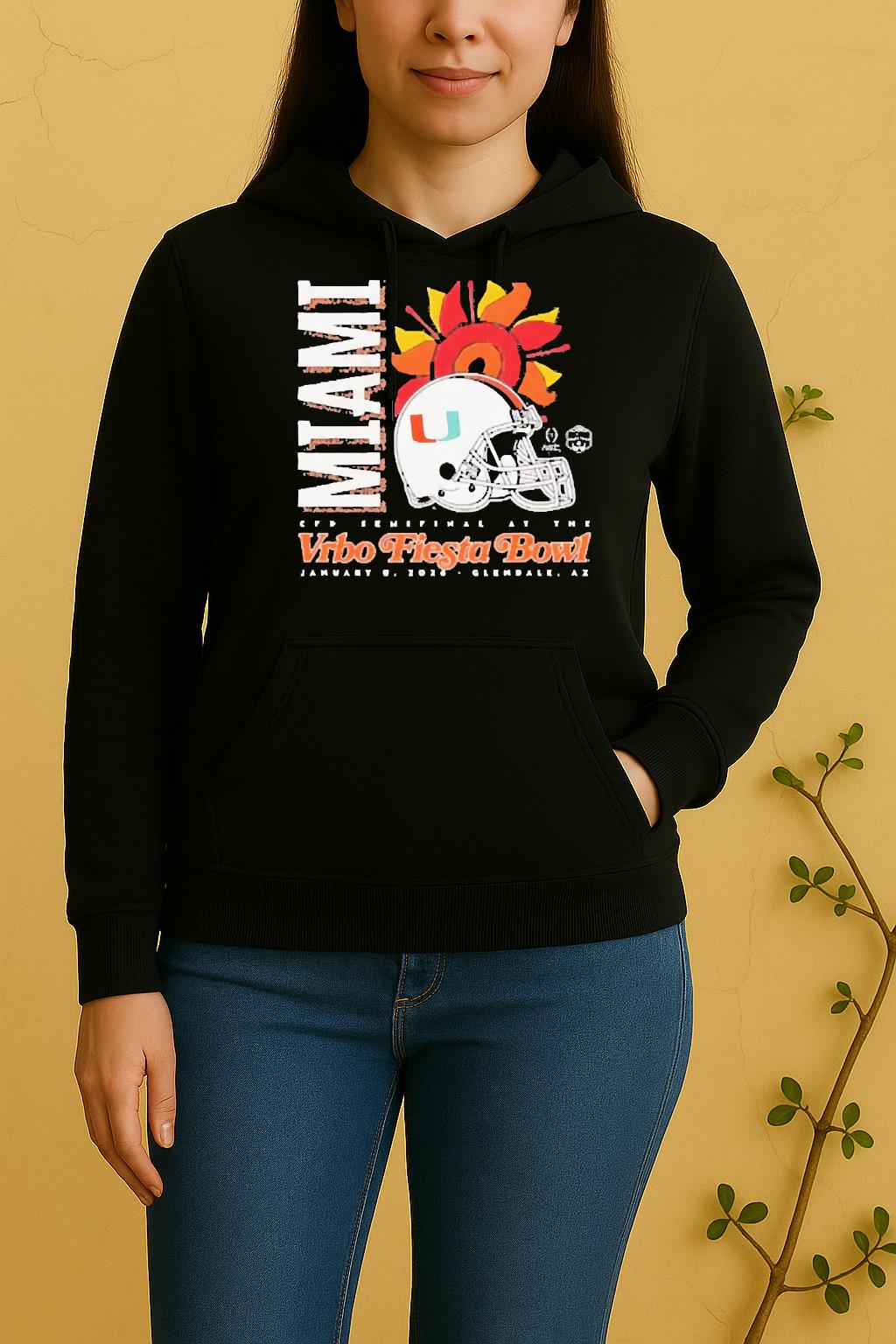 Officials Miami Hurricanes 2026 Cfp Semifinal At The Fiesta Bowl Helmet Unisex Hoodie