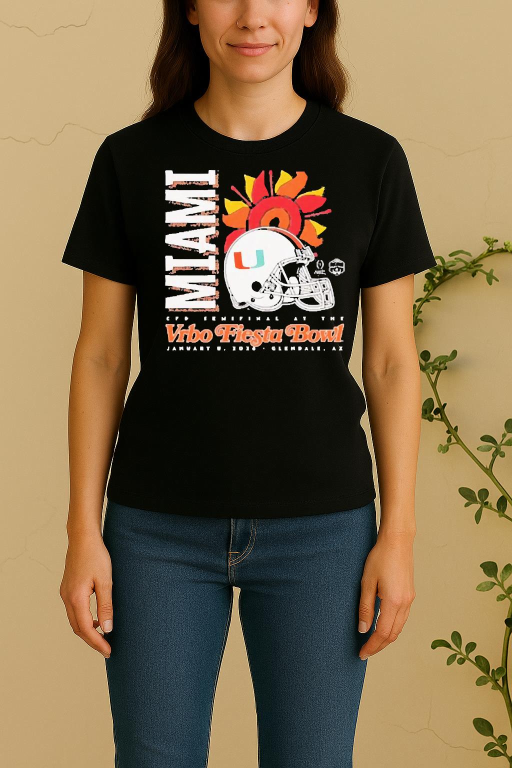 Officials Miami Hurricanes 2026 Cfp Semifinal At The Fiesta Bowl Helmet Women Shirt