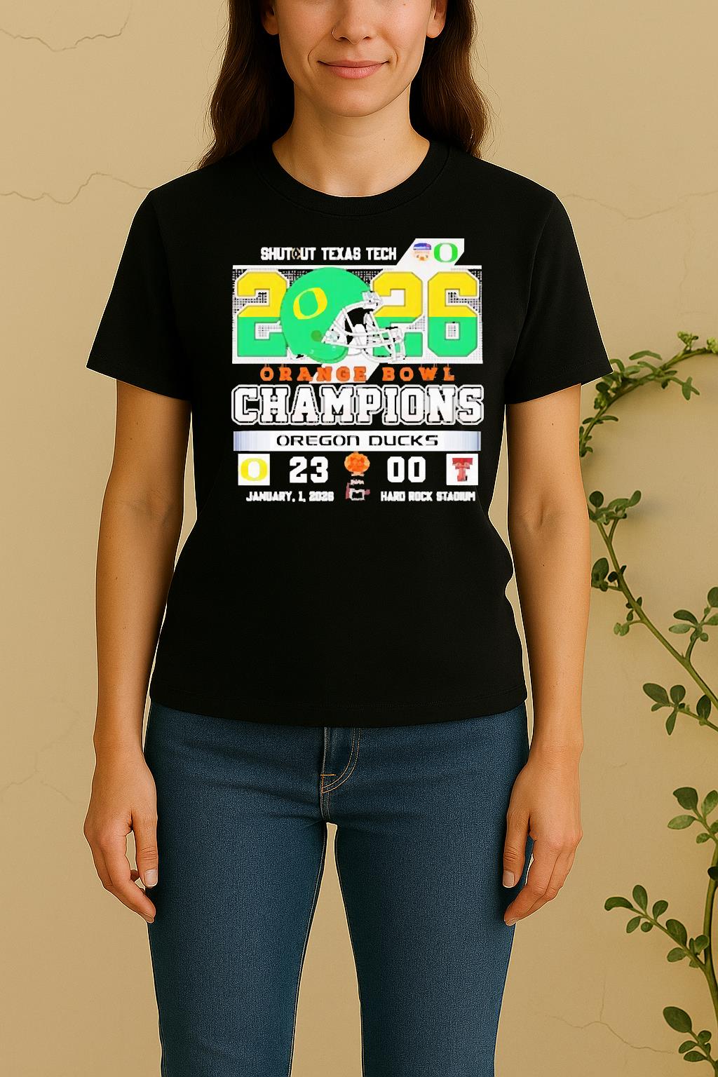 Officials Oregon Ducks 2026 Orange Bowl Champions Shut Up Texas Tech Score Women Shirt