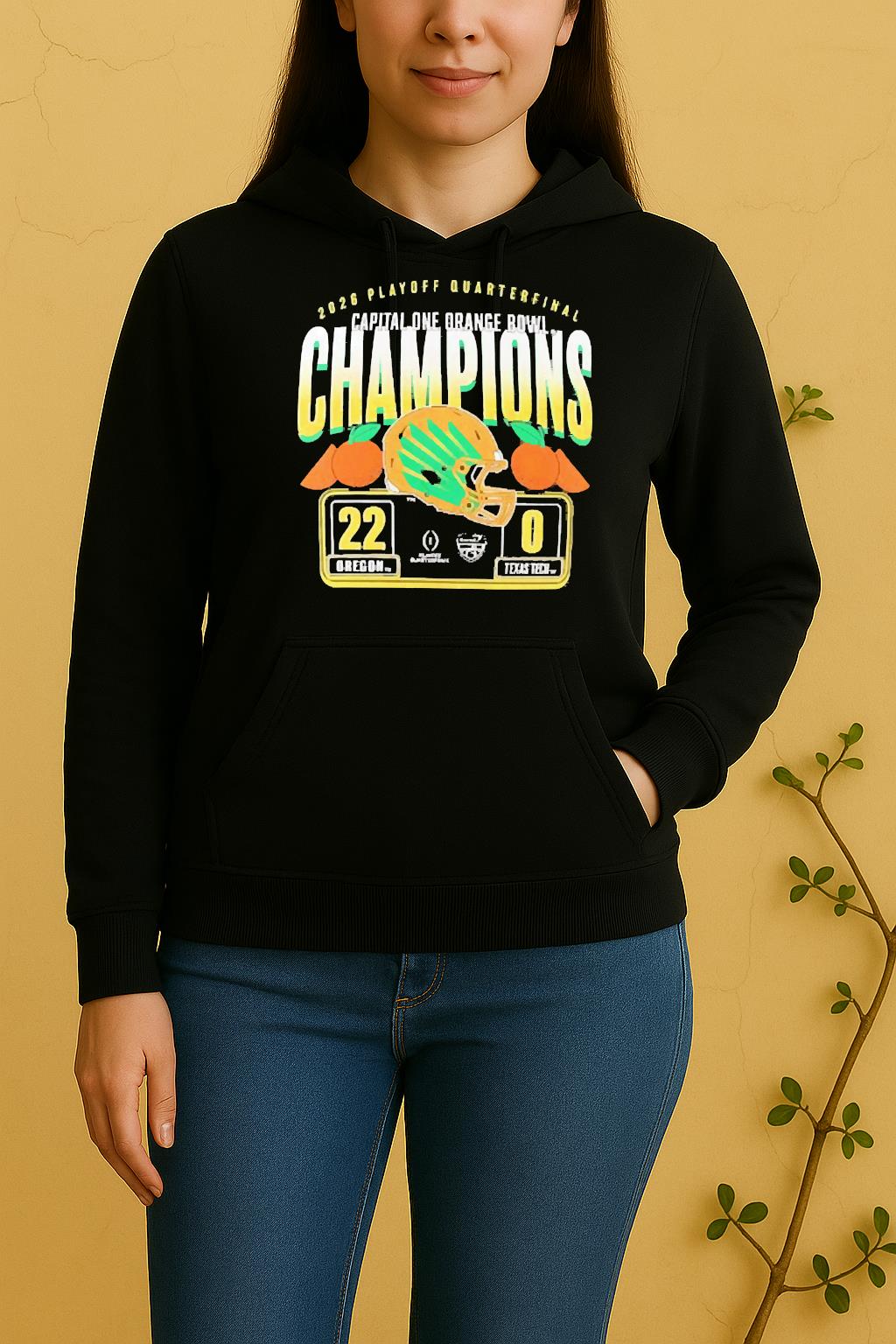 Officials Oregon Ducks Cfp 2026 Orange Bowl Champions Score Unisex Hoodie