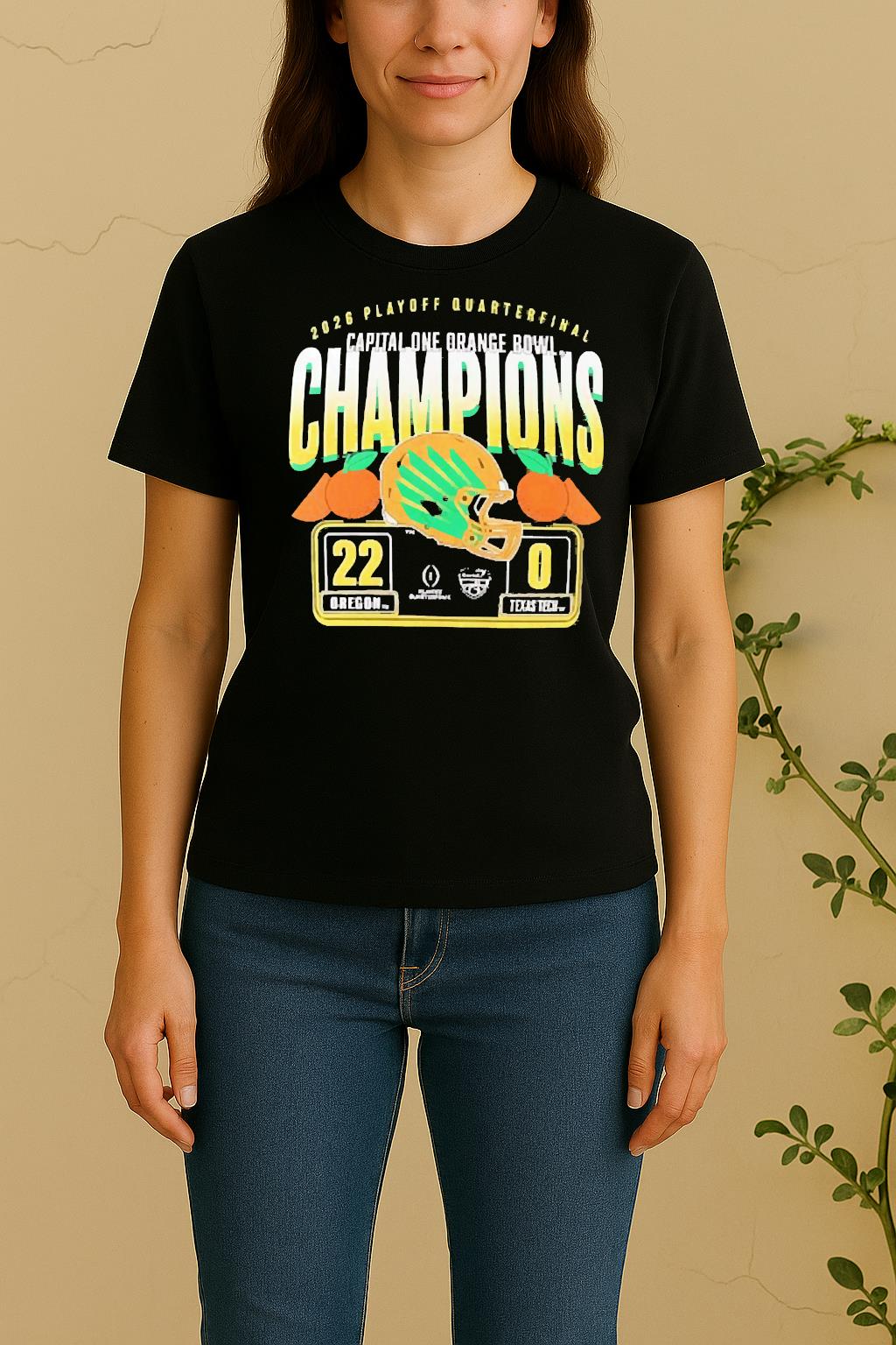 Officials Oregon Ducks Cfp 2026 Orange Bowl Champions Score Women Shirt