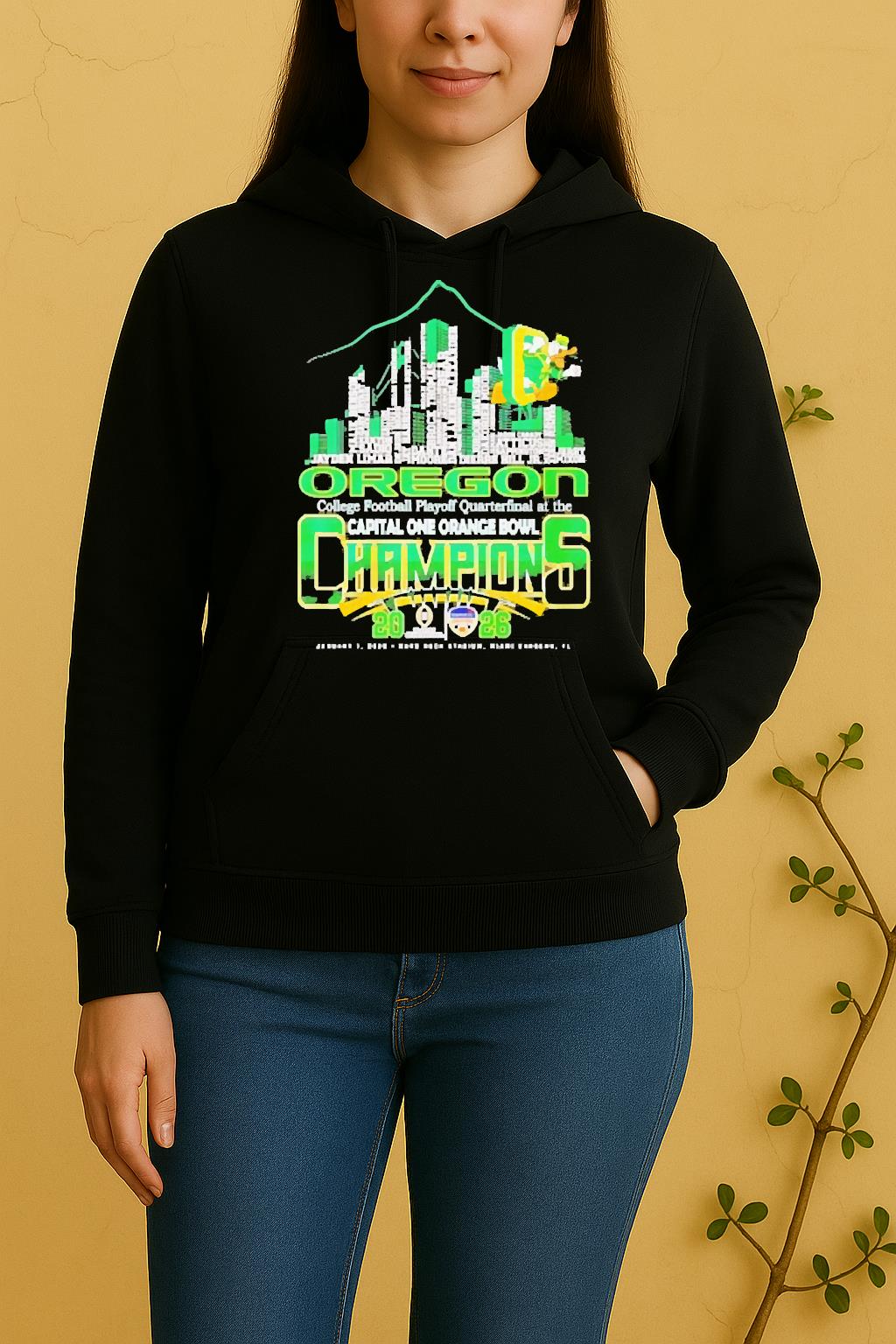 Officials Oregon Ducks Cfp At The Orange Bowl Champions 2026 Players Names Unisex Hoodie