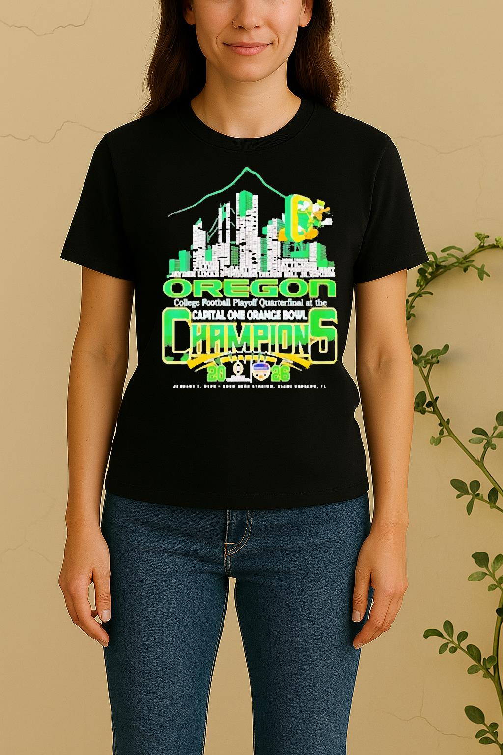 Officials Oregon Ducks Cfp At The Orange Bowl Champions 2026 Players Names Women Shirt