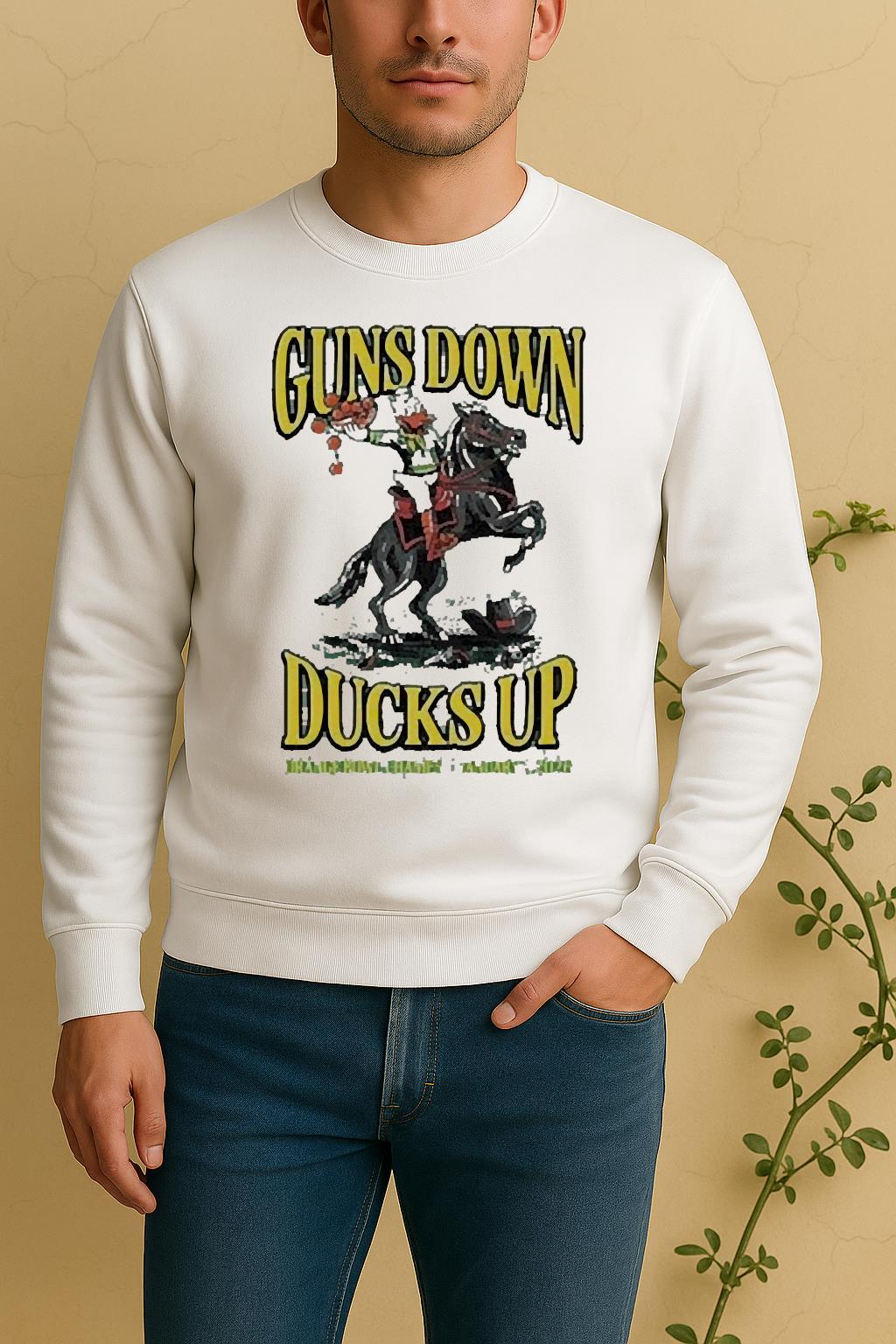 Officials Oregon Ducks Guns Down Ducks Up Orange Bowl Champions 2026 Mascot Sweater