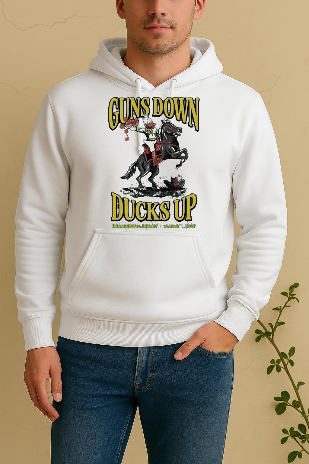 Officials Oregon Ducks Guns Down Ducks Up Orange Bowl Champions 2026 Mascot Unisex Hoodie