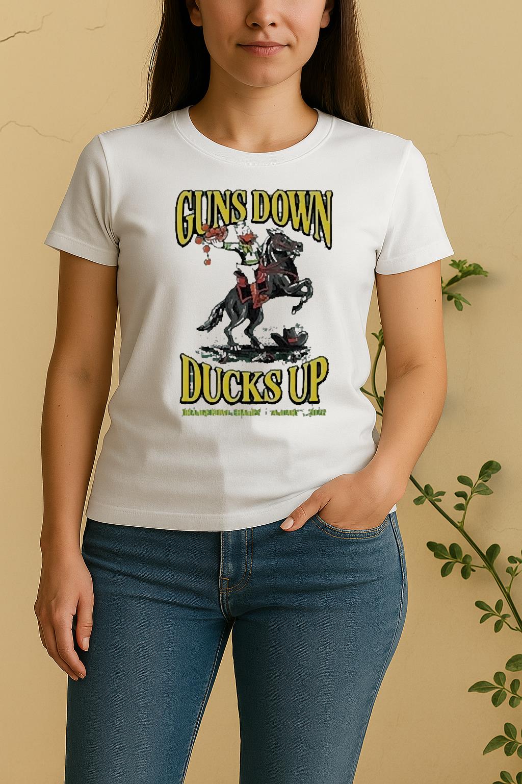 Officials Oregon Ducks Guns Down Ducks Up Orange Bowl Champions 2026 Mascot Women Shirt