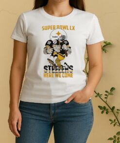 Officials Pittsburgh Steelers Nfl 2025 Division Champions Super Bowl Lx Steelers Here We Come Mascot Women Shirt