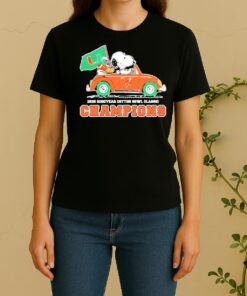 Officials Snoopy And Woodstock Miami Hurricanes 2025 Cotton Bowl Champions Women Shirt