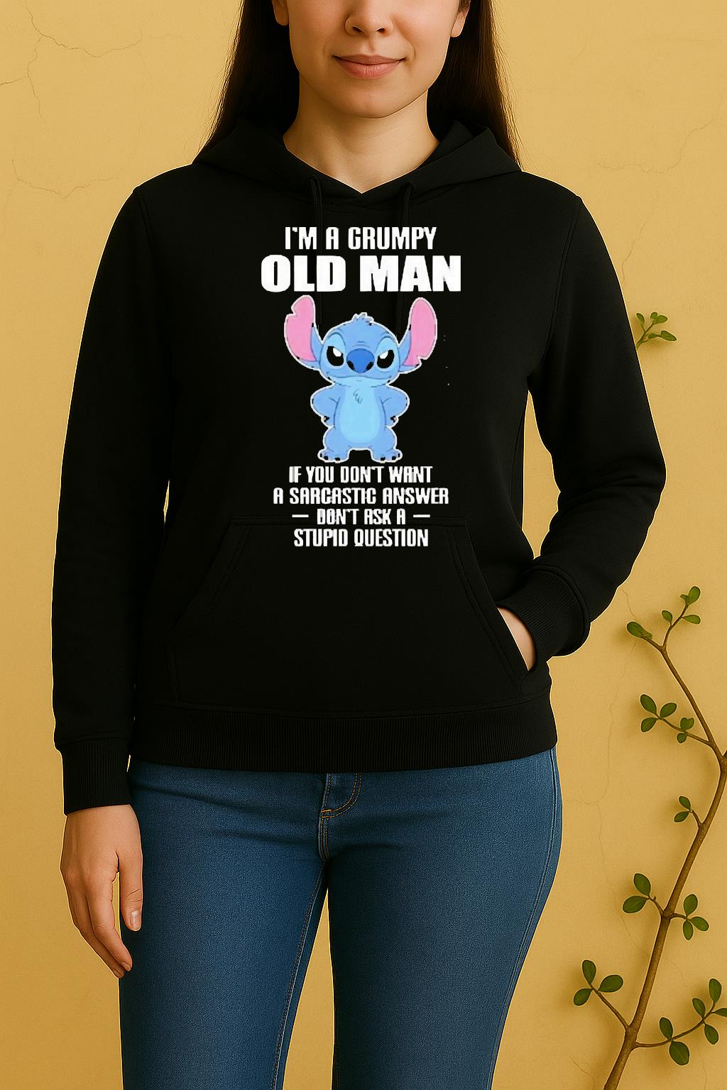 Officials Stitch Im A Grumpy Old Man If You Dont Want A Sarcastic Answer Dont Ask A Stupid Question Unisex Hoodie