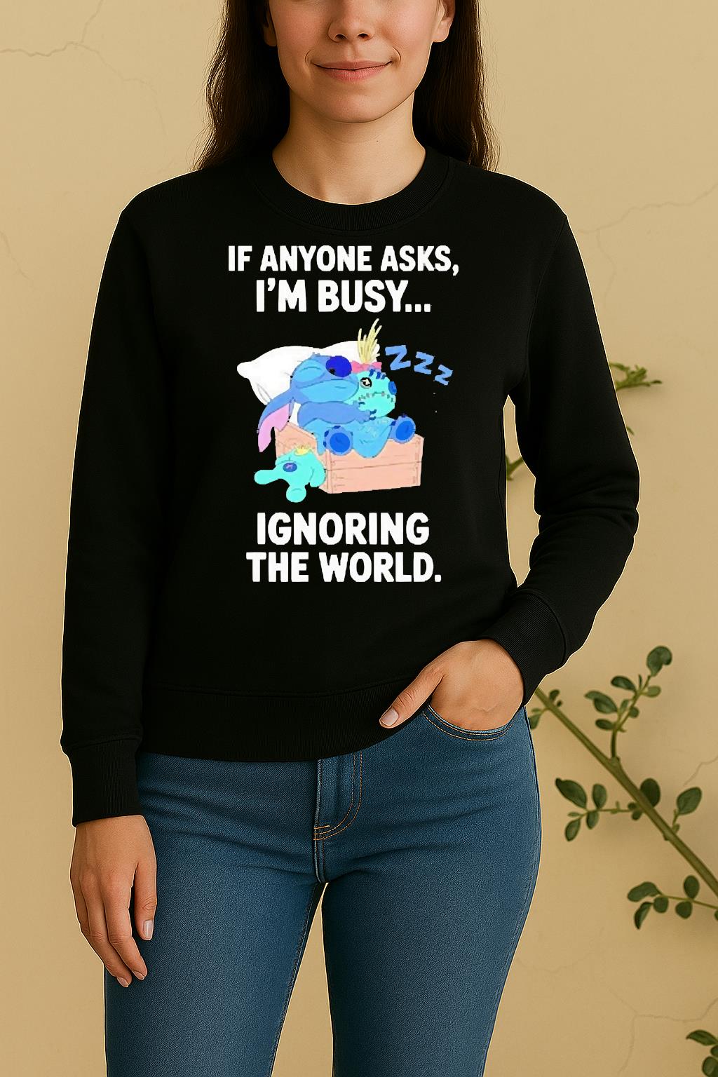 Officials Stitch Sleep If Anyone Asks Im Busy Ignoring The World Sweater
