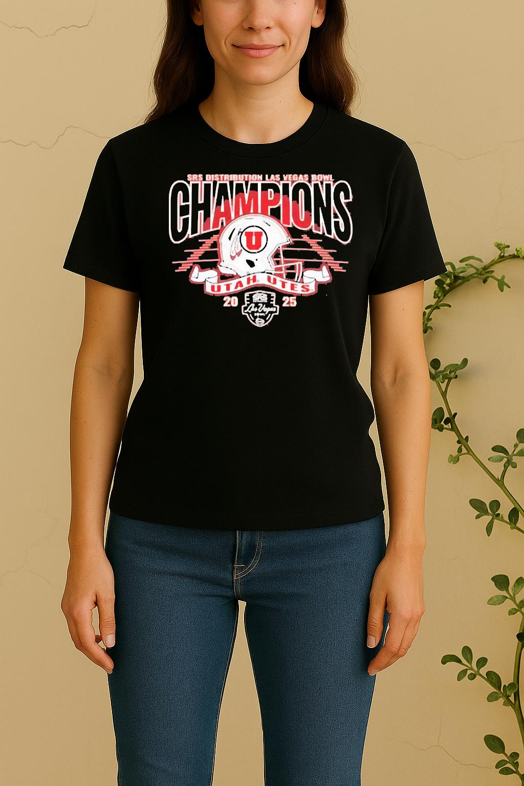 Officials Utah Utes 2025 Las Vegas Bowl Champions Helmet Runway Women Shirt