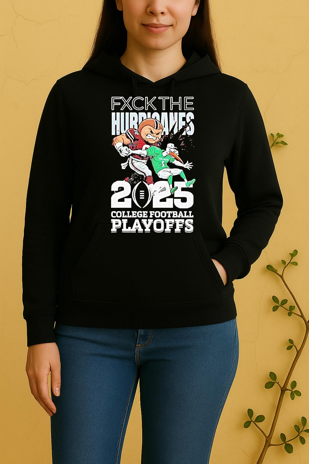 Ohio State Buckeyes Fuck The Hurricanes 2025 Cfp Mascot Unisex Hoodie