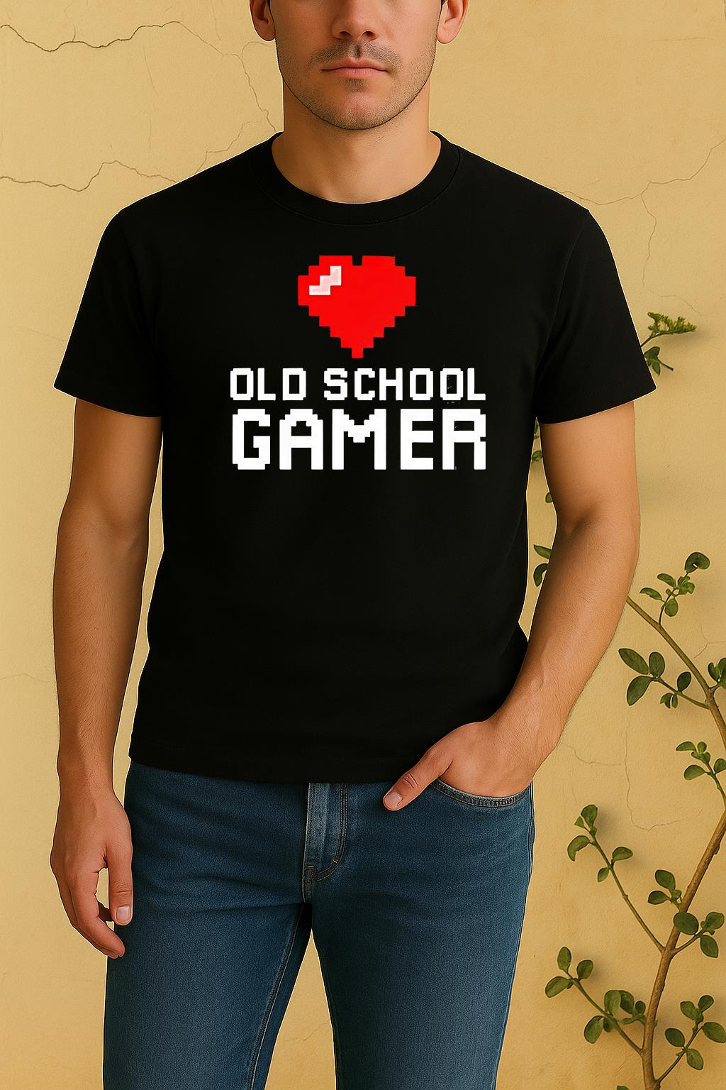 Old School Gamer Heart Shirt by Bino Shirt – Custom Graphic T-Shirt