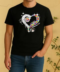 Pittsburgh Steelers Autism Accept Understand Love Diamond Heart Shirt
