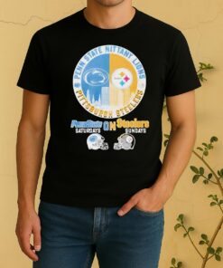 Pittsburgh Steelers On Saturdays And Penn State Nittany Lions On Sundays Helmet Logo Mashup Shirt