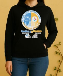 Pittsburgh Steelers On Saturdays And Penn State Nittany Lions On Sundays Helmet Logo Mashup Unisex Hoodie