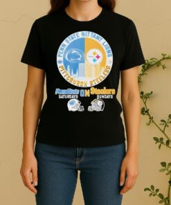 Pittsburgh Steelers On Saturdays And Penn State Nittany Lions On Sundays Helmet Logo Mashup Women Shirt