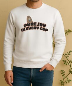 Pure Joy In Every Cup Cat Coffee Meme Sweater