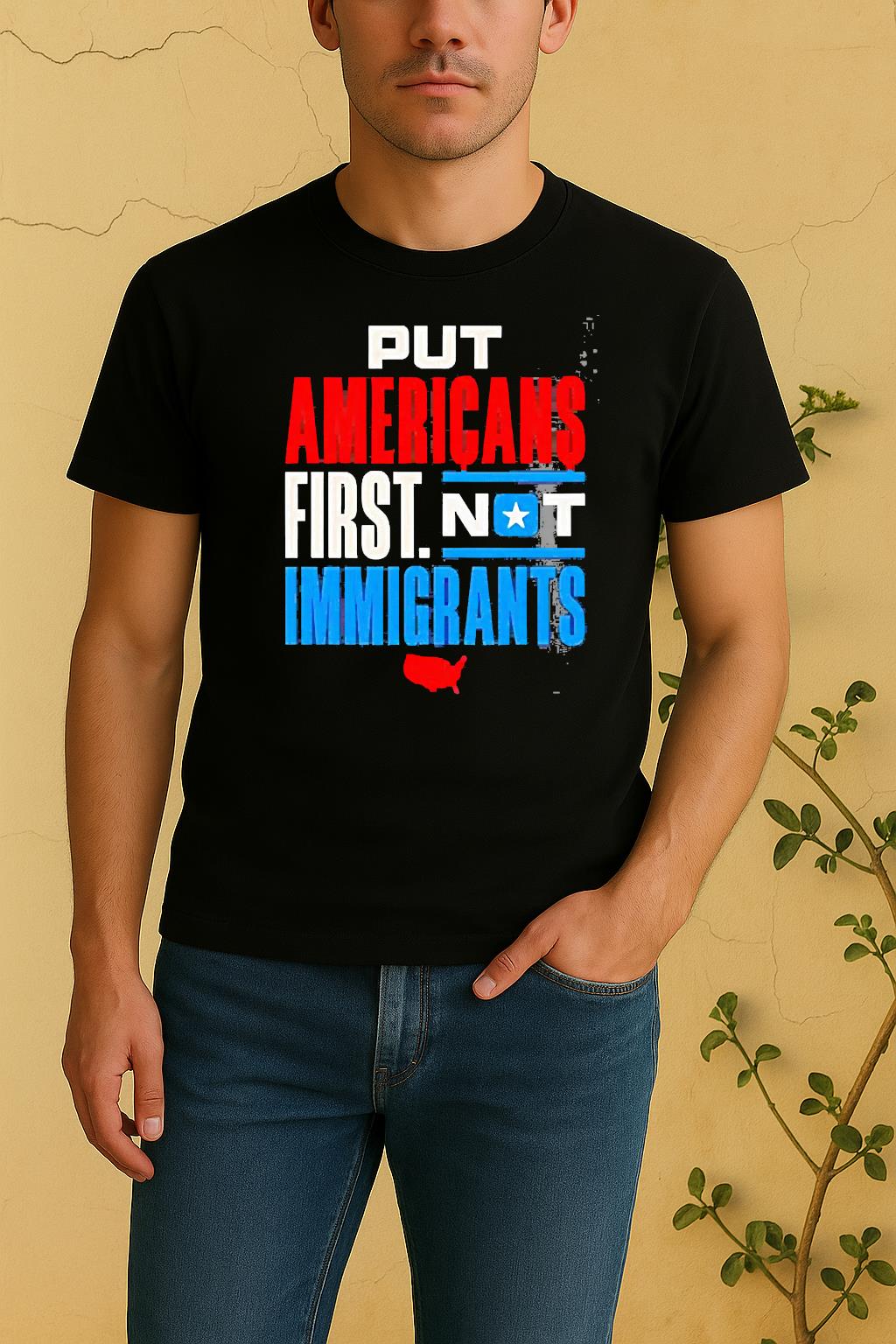 Put Americans First Not Immigrants Shirt by Bino Shirt – Custom Graphic T-Shirt