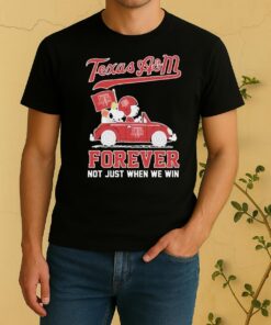 Snoopy And Charlie Brown The Peanuts Texas Am Aggies Driving Car Forever Not Just When We Win Shirt