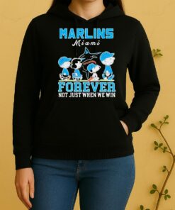 Cute Snoopy And Charlie Brown Miami Marlins Baseball Forever Not Just When We Win Unisex Hoodie