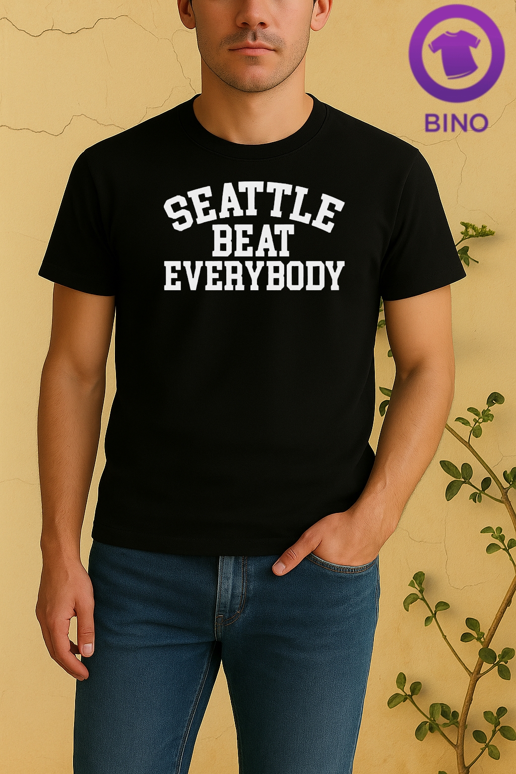 Nice Seattle Beat Everybody Shirt by Bino Shirt – Custom Graphic T-Shirt
